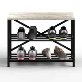 обувница gutta 500х690х290 (3 полки) каркас чёрный, настил патина