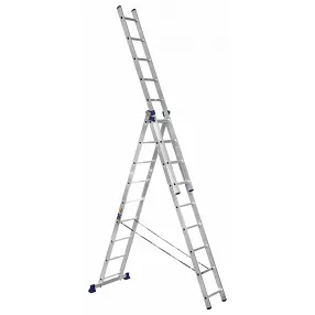 лестница универсальная алюминиевая трехсекционная team sc3009