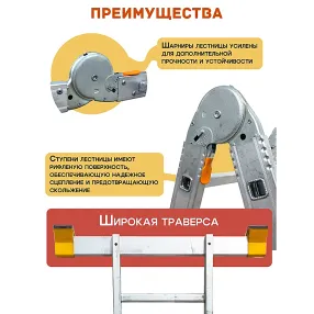 лестница-трансформер алюминиевая профессиональная 4х4