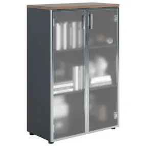 шкаф nw 1280/2g со стеклом темный орех/антрацит