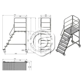 лестница передвижная, шесть ступеней и один лестничный марш лр 6.1