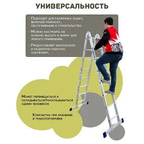 лестница-трансформер алюминиевая alumet 4х5